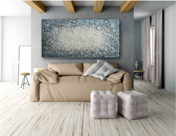 Swirls of Life, Textured Wall Art Canvas, Acrylics, 24"x48"