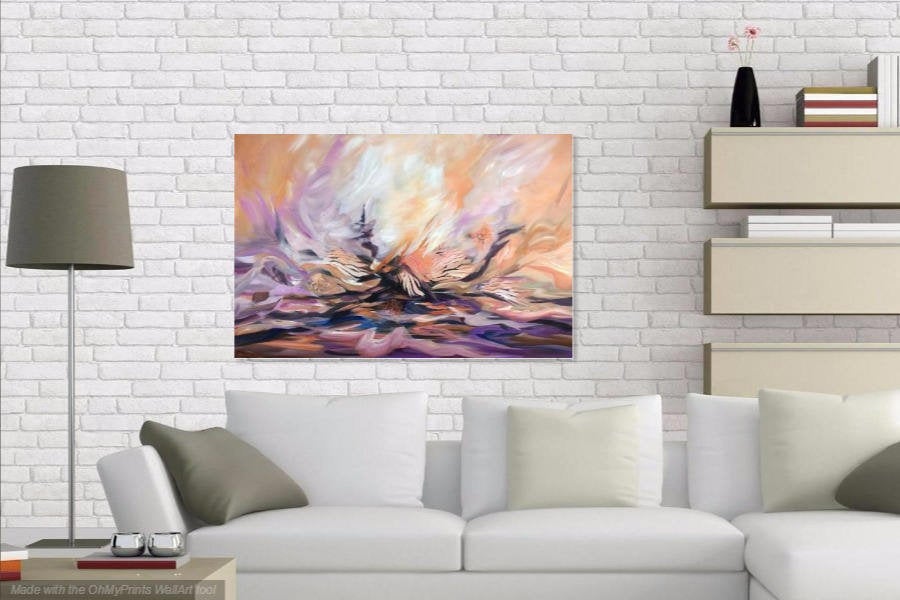 Large Wall Art Canvas, Original Abstract Painting, Contemporary Art, Abstract Sunset Painting, Modern Acrylic Artwork 24x36 by Olga Tkachyk