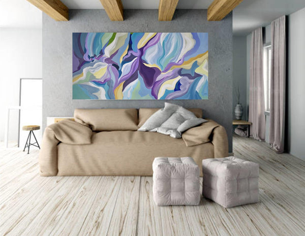 Lavender Dream, Abstract Acrylic Painting on Canvas, 24"x48"