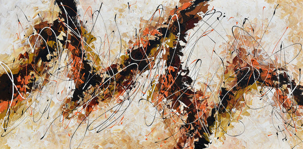 Fall Abstract painting, brown, ochre, beige, palette knife art, textured wall art canvas