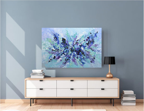 Lilac Blossom, Impasto Abstract Painting, Acrylic, 24"x36"