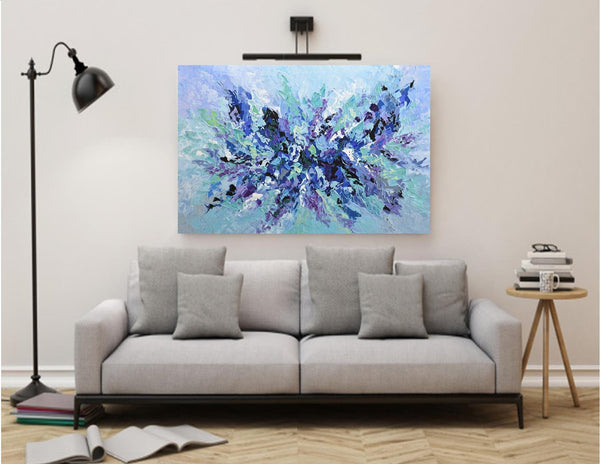 Lilac Blossom, Impasto Abstract Painting, Acrylic, 24"x36"