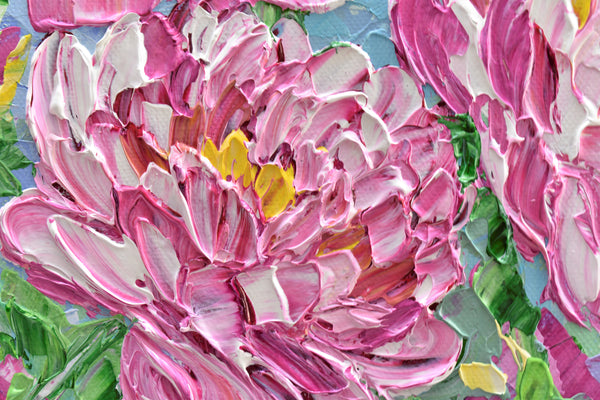 Pink Peony, Original Impasto Floral Painting, Acrylic, 10"x10"