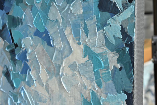 Blue & Grey Synergy, Abstract Acrylic Painting on Canvas, 24"x36"