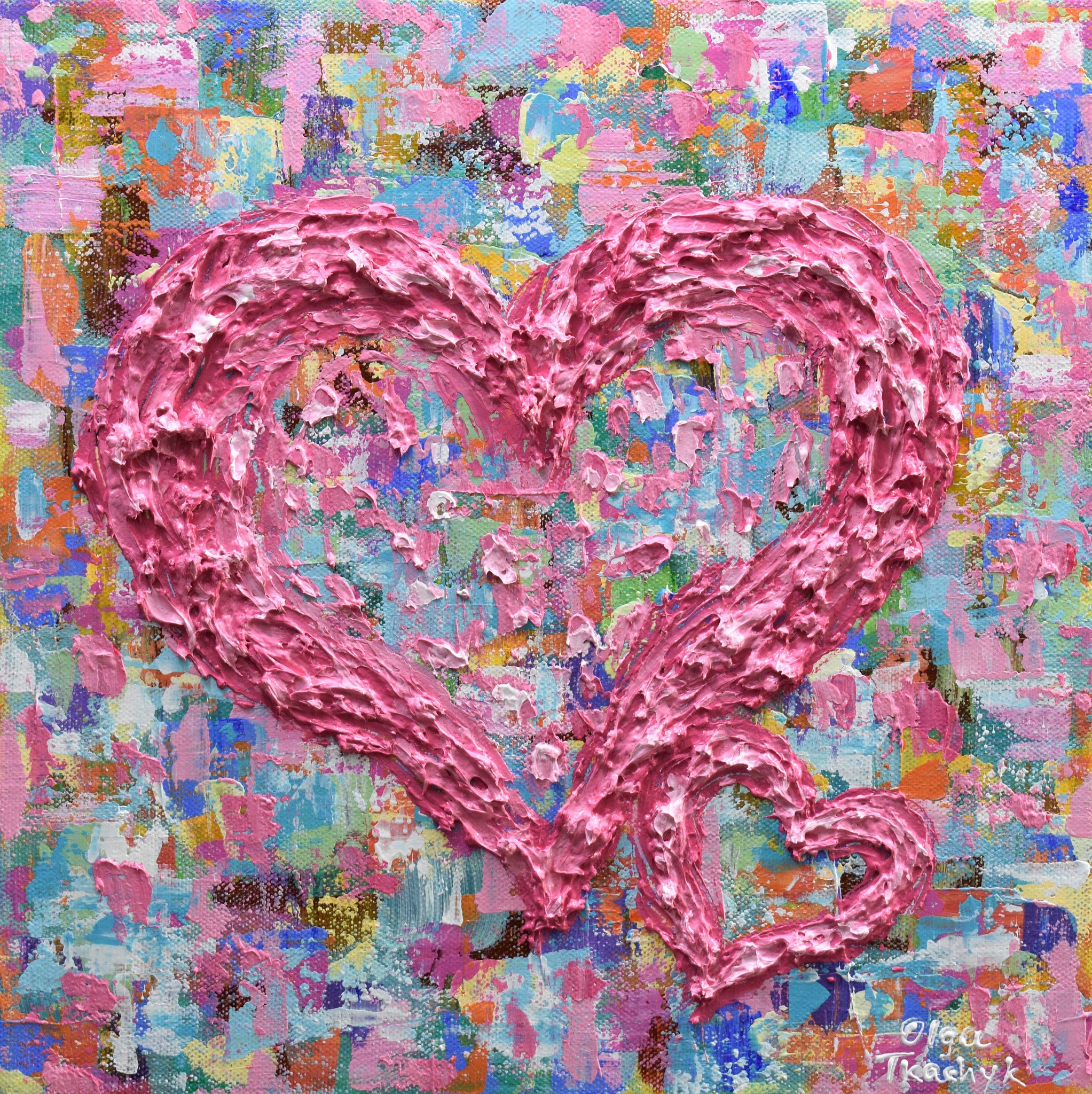 Love Of My Heart, Impasto Acrylic Painting on Canvas, 12"x12"