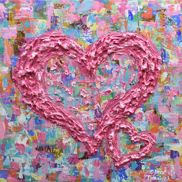Love Of My Heart, Impasto Acrylic Painting on Canvas, 12"x12"