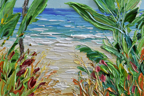 Sunny Day At The Beach II, Impressionist Painting, Acrylic, 10"x10"
