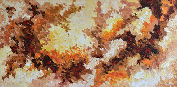 Autumn Mood, Abstract Acrylic Painting on Canvas, 24"x48"