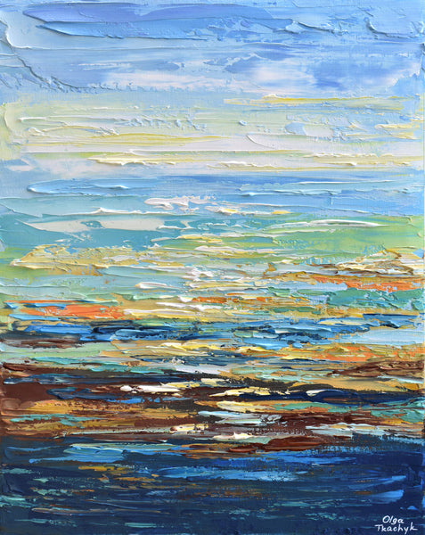 Sunrise II,  Original Seascape Painting on Canvas, Acrylic, 16"x20"