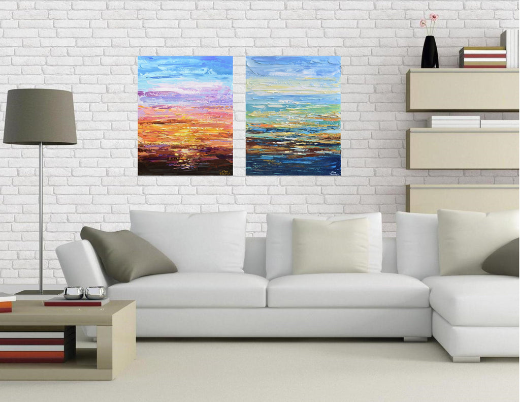 Sunset, Original Painting on Canvas, Acrylic, 16