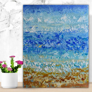 Beach Abstract, Original Painting on Canvas, Acrylic, 16"x20"