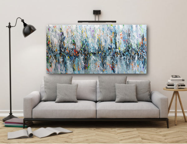 Colorful Emotions, Abstract Acrylic Painting on Canvas, 24"x48"