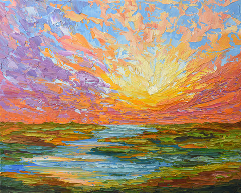 Sunset on the lake, 16"x20"
