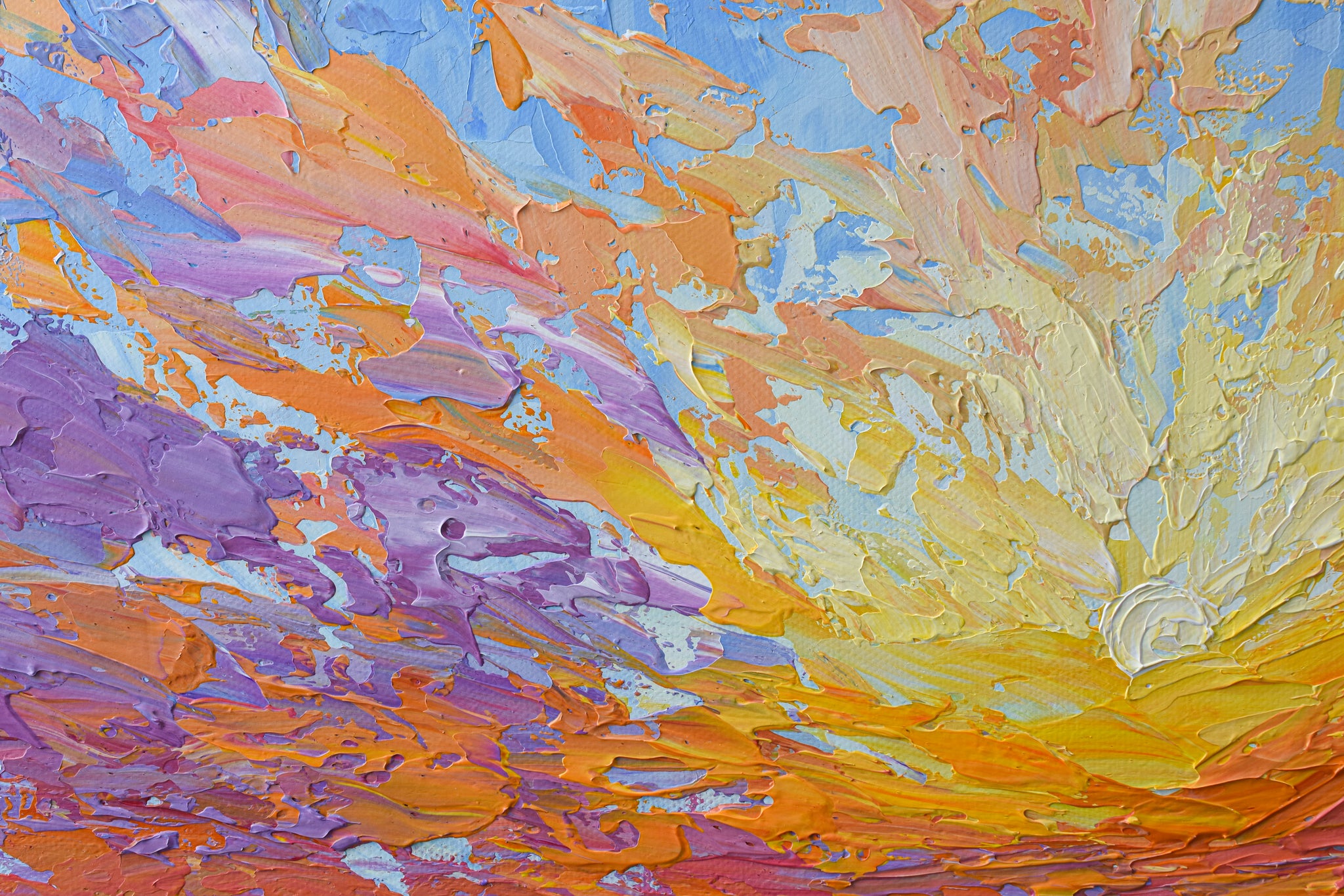 Sunset on the lake, Original Impressionist Painting on Canvas