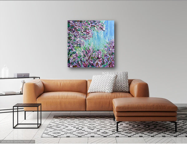 Lilac Season, Impressionist Floral Painting, 24"x24"