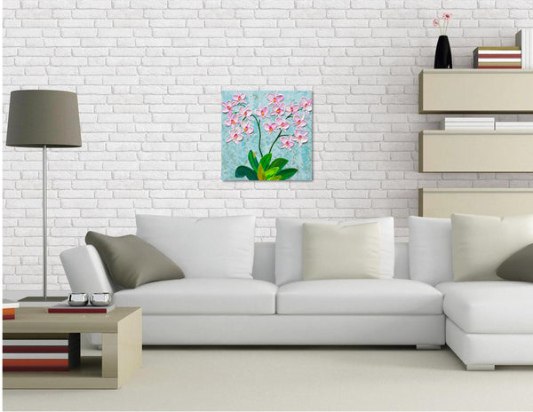 Winter Orchid II, Impasto Flower Painting, Acrylics, 12"x12"