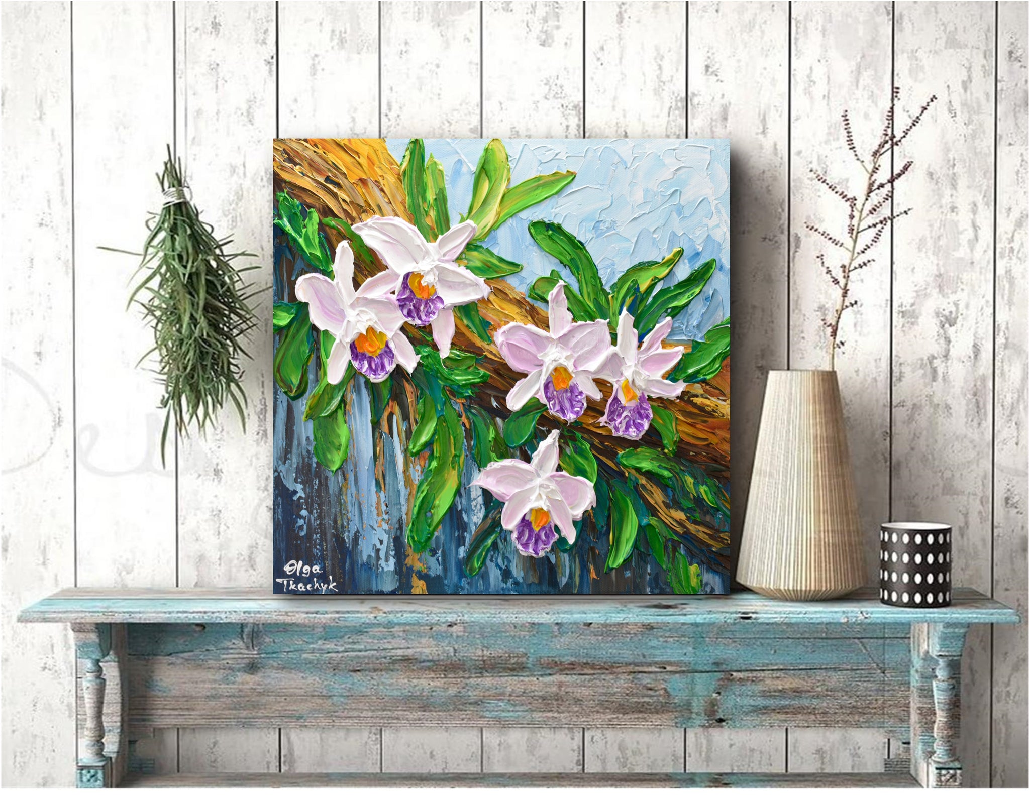 Lavender Orchid, Impasto Flower Painting, Acrylics, 12
