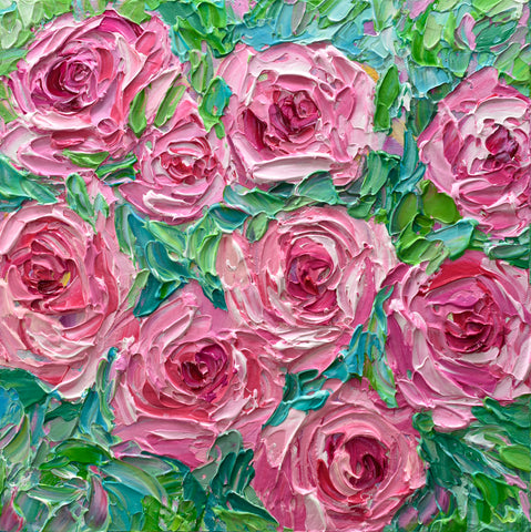 Roses, Acrylic on Canvas, 12"x12"
