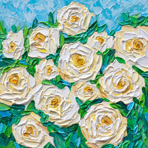 White Roses, Acrylic on Canvas, 12"x12"