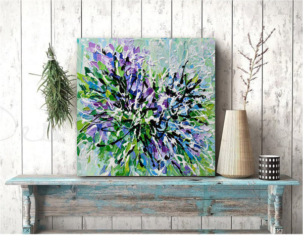 Shades of Lilac, Abstract Floral Painting, 10"x10"