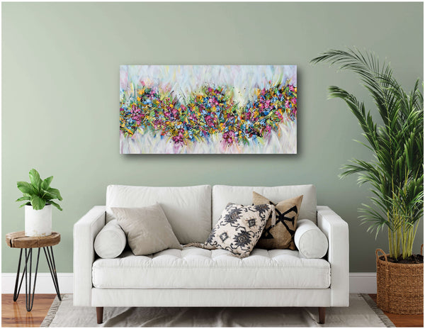 Colorful Dreams, Abstract Acrylic Painting on Canvas, 24"x48"