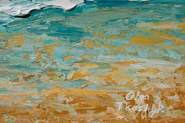 Serene Sunrise, Palette Knife Ocean Painting, Acrylic, 24"x24"