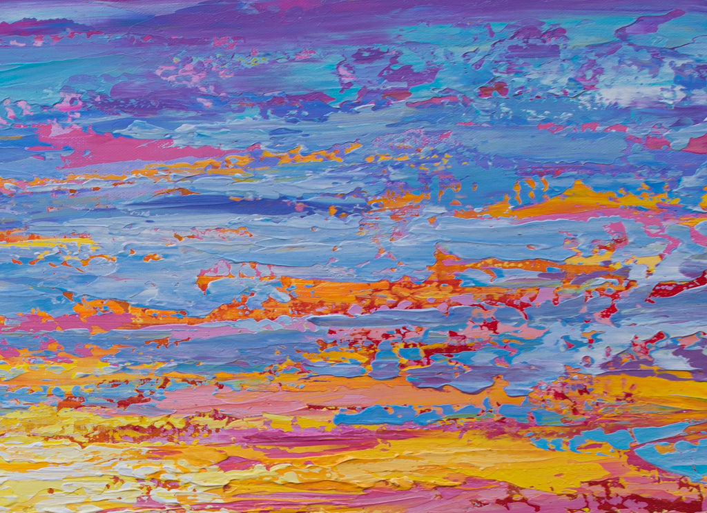 Lavender Sky, Seascape Sunset Palette Knife Painting, Acrylic, 16x20 –  Olga Tkachyk Art