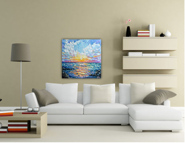 Sea Sunset, Acrylic on Canvas, "20x20"